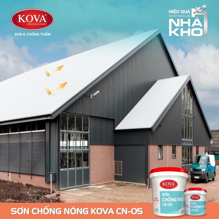 Sơn Chống Nóng Kova CN05 Màu Xanh, Trắng, Vàng -Đại Lý Kova
