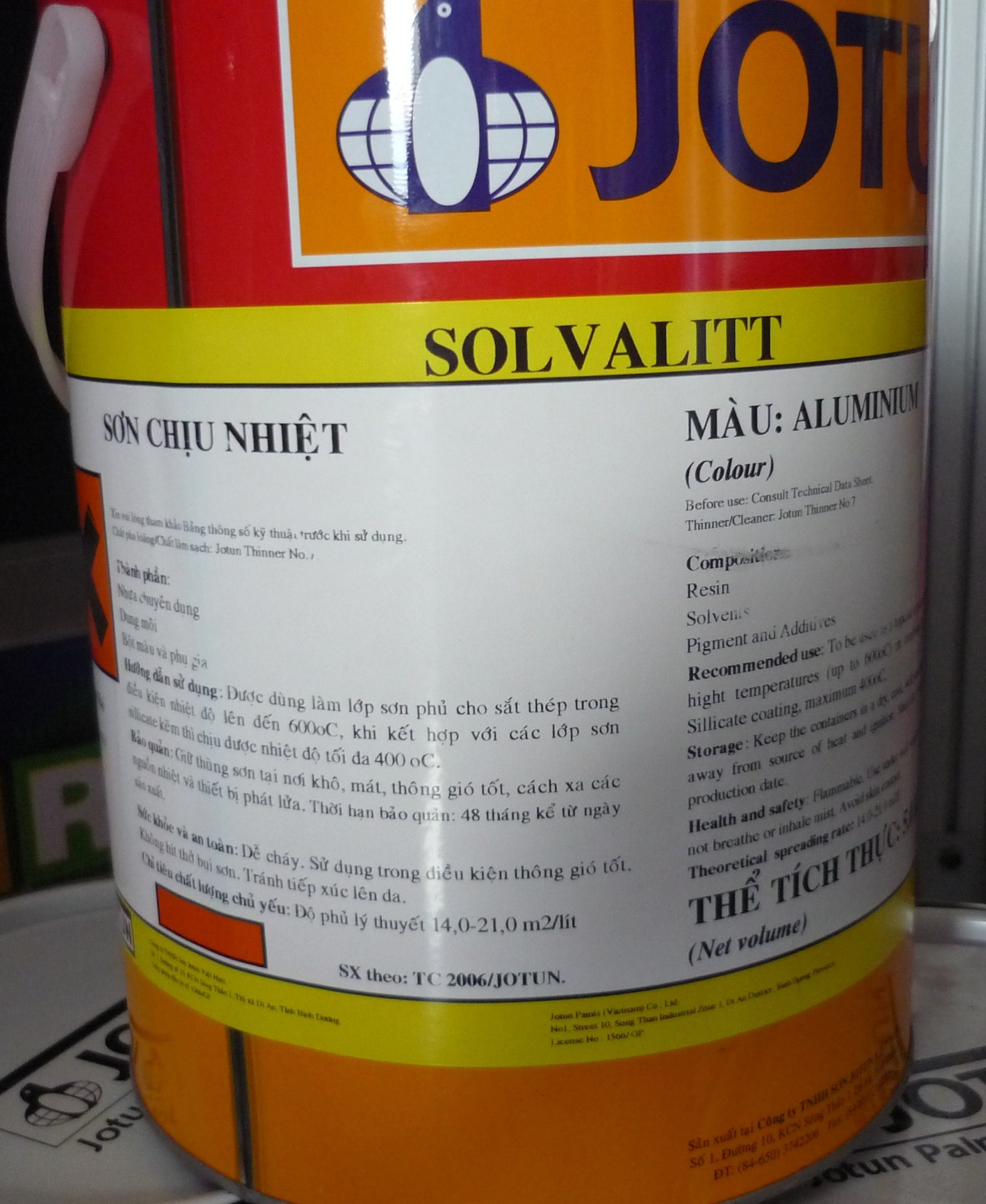 Sơn Jotun Chịu Nhiệt Solvalitt Aluminium 600 Độ Lon 5 Lít