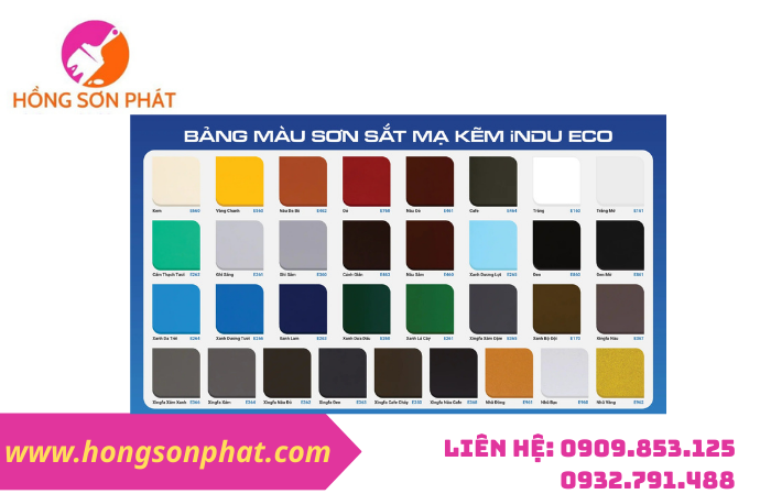 Bảng màu sơn sắt mạ kẽm iNDU Eco năm 2026