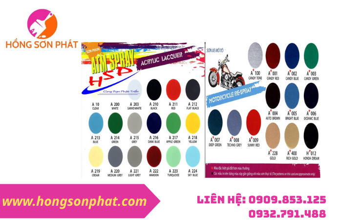 Bảng màu sơn xịt ATM mới nhất năm 2026