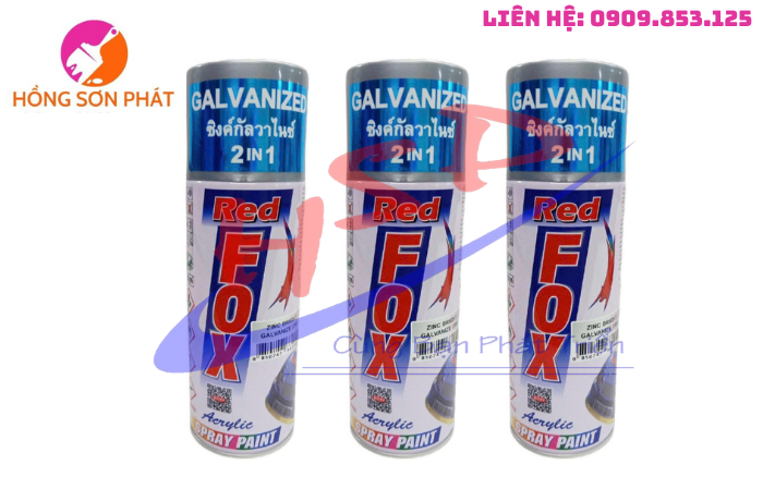 Sơn Xịt Mạ Kẽm Redfox Zinc Galvanized 2IN1